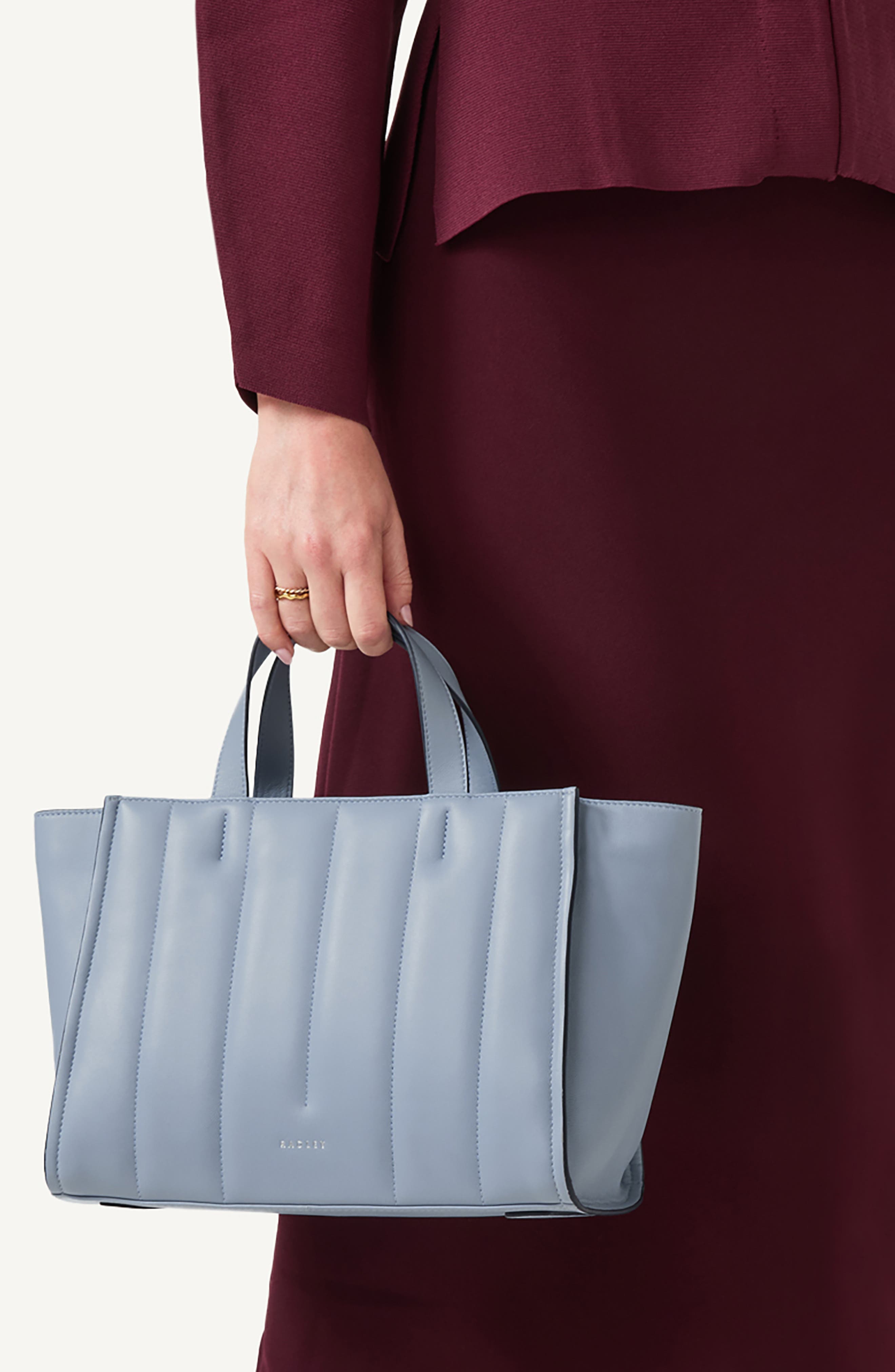 Radley Medium Oak Street Quilted Leather Tote, Alternate, color, Smoke Blue