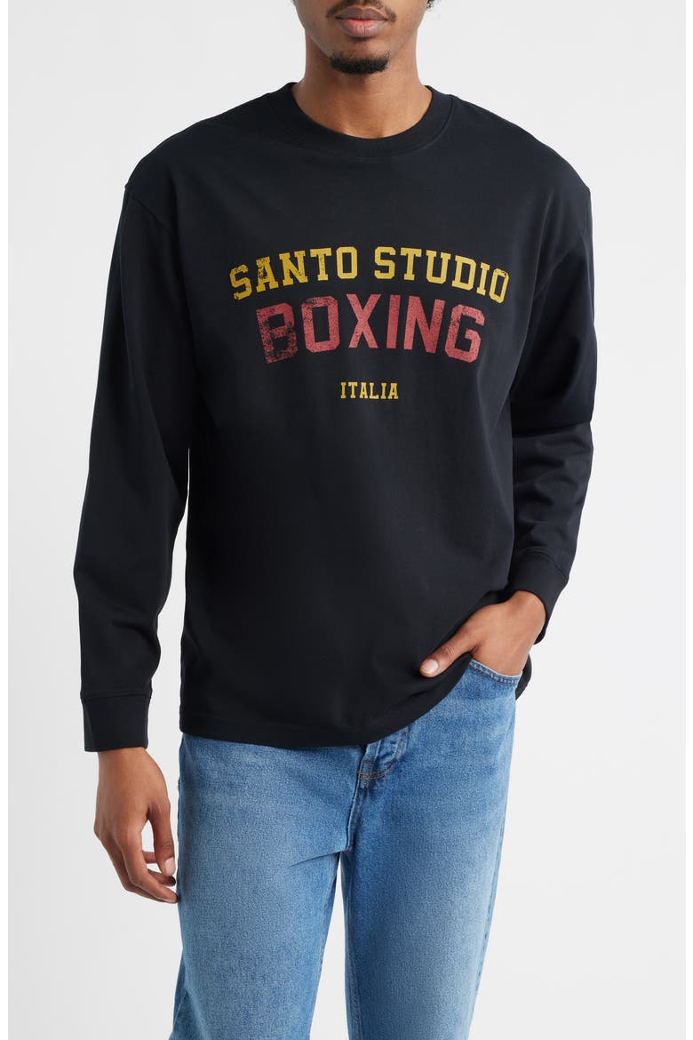 Boxing Division Long Sleeve Graphic T-Shirt, Main, color, BLACK
