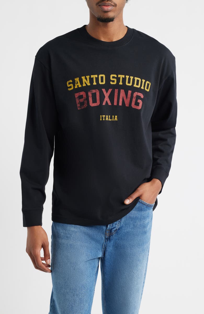 SANTO STUDIO Boxing Division Long Sleeve Graphic T-Shirt, Main, color, Black