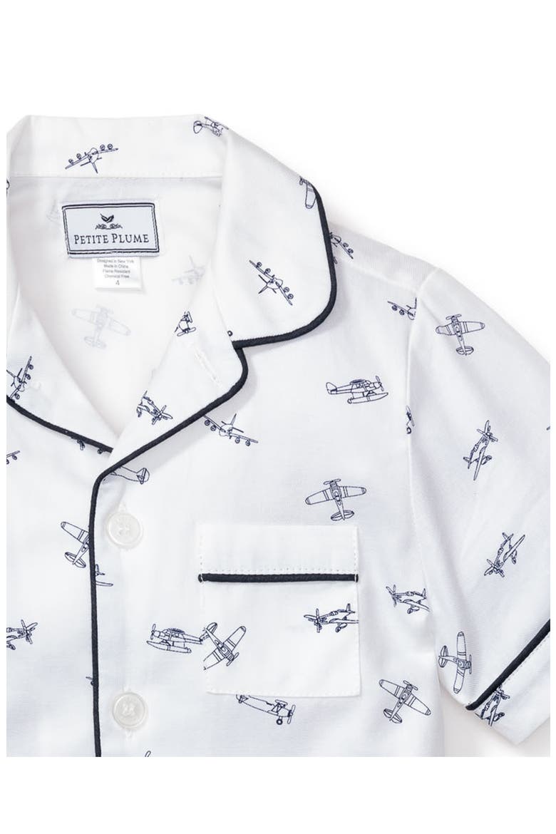 Kids' Par Avion Two-Piece Short Pajamas, Alternate, color, WHITE