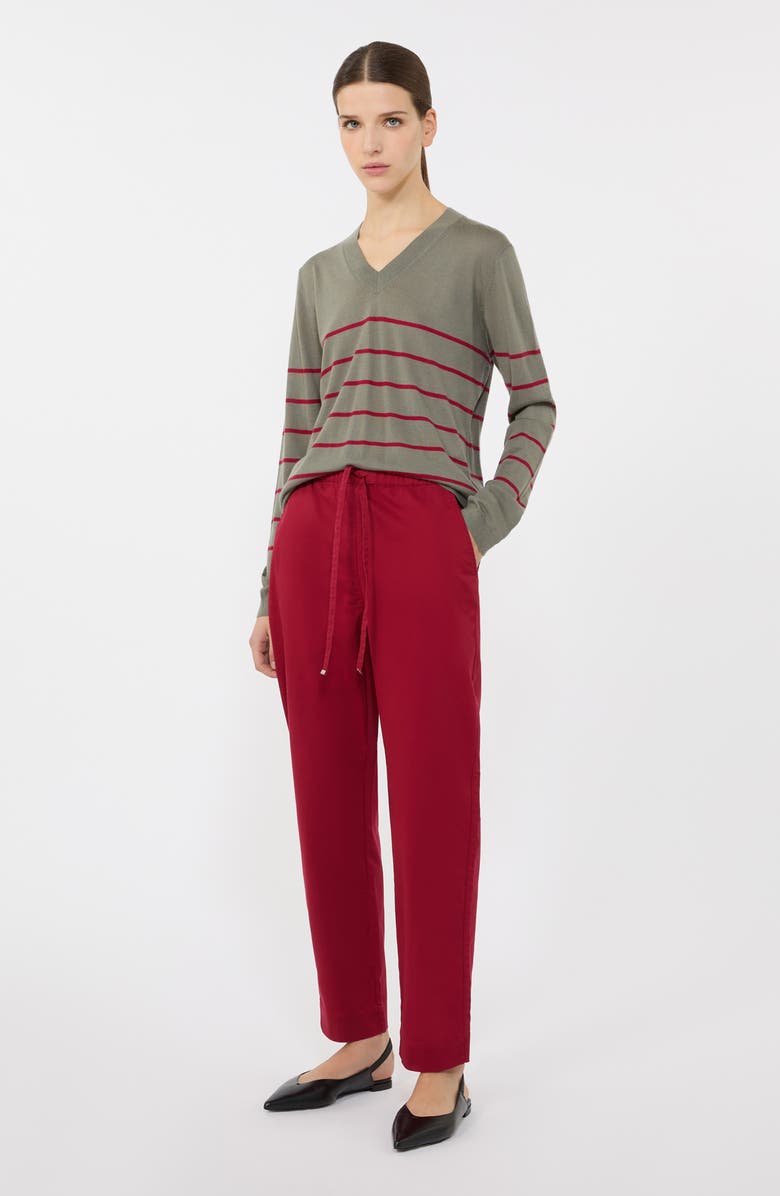MM by Max Mara Dolmen Placed Stripe Wool & Cashmere Sweater, Alternate, color, Horn Grey Green