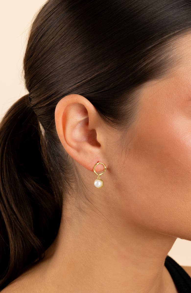 Sterling Forever Cline Cultured Pearl Drop Earrings, Alternate, color, Gold/ White
