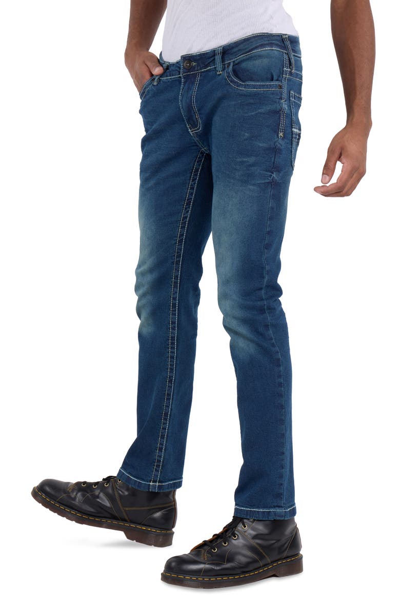 XRAY Saddle Stitch Stretch Straight Leg Jeans, Alternate, color, Dark Blue