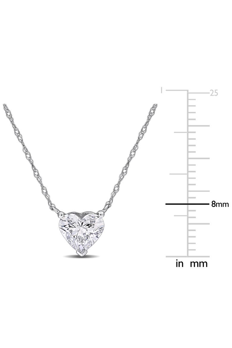 Lab-Grown Diamond Solitaire Heart Necklace 14k, Alternate, color, White Gold