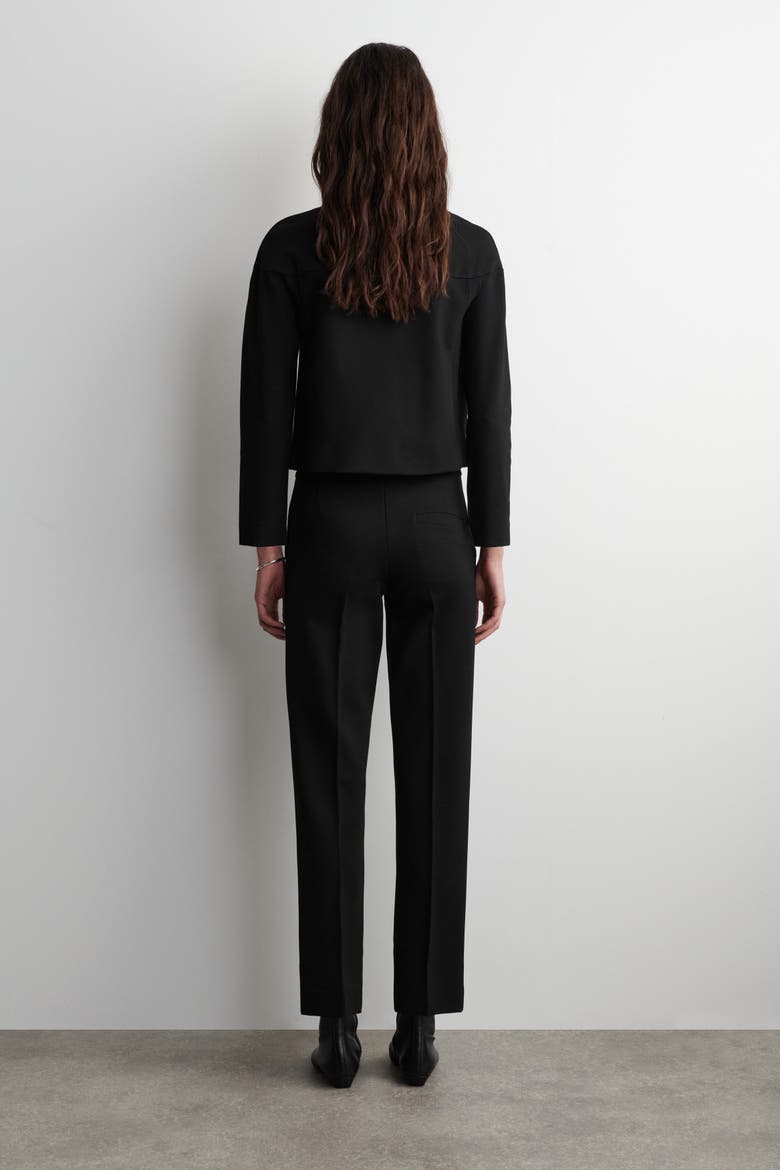 Tailored Straight-leg Pants, Alternate, color, BLACK