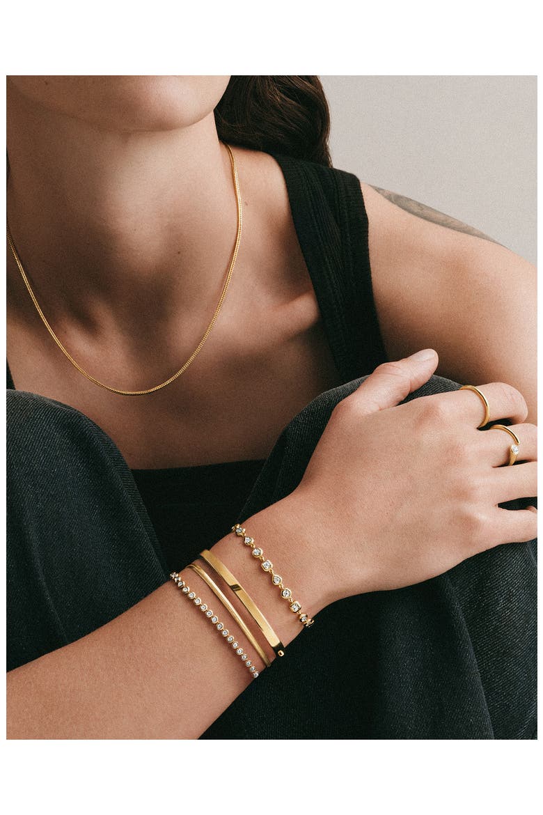 Lab Grown Diamond Bezel Bracelet, Alternate, color, 18CT GOLD VERMEIL /LAB DIAMOND