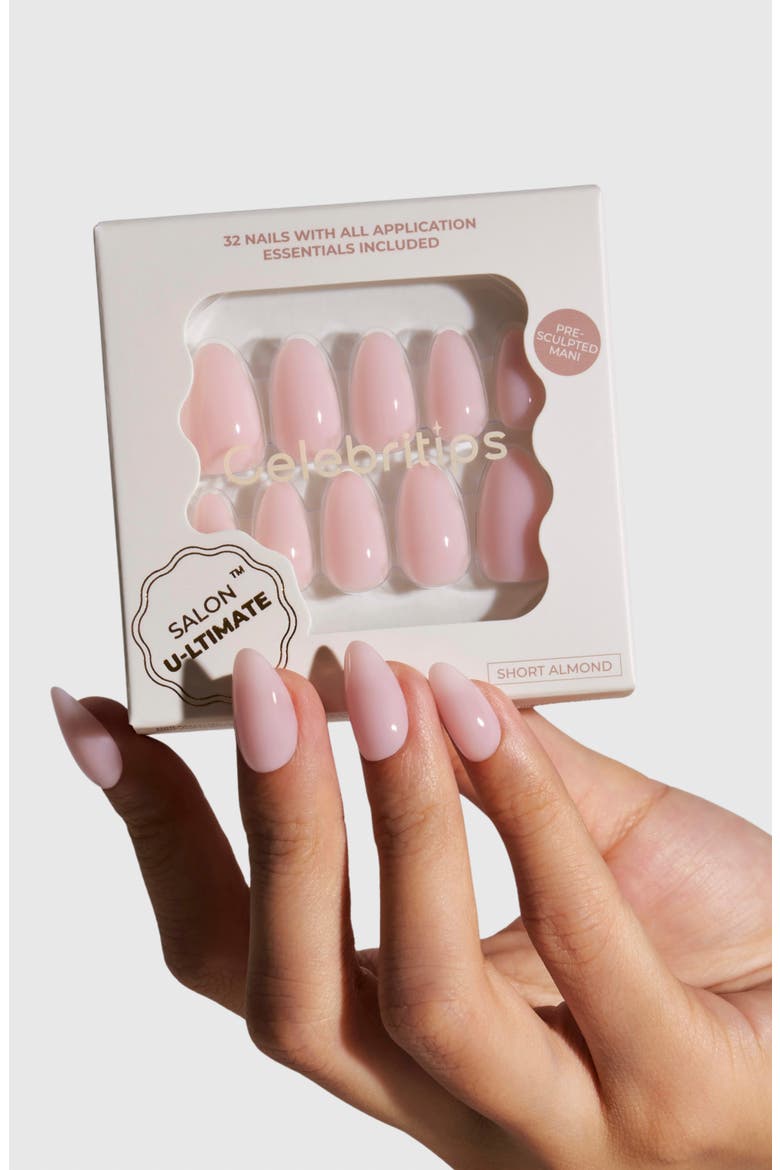 Salon U-ltimate Extra Short Almond Press-On Nails, Alternate, color, BARE MILK