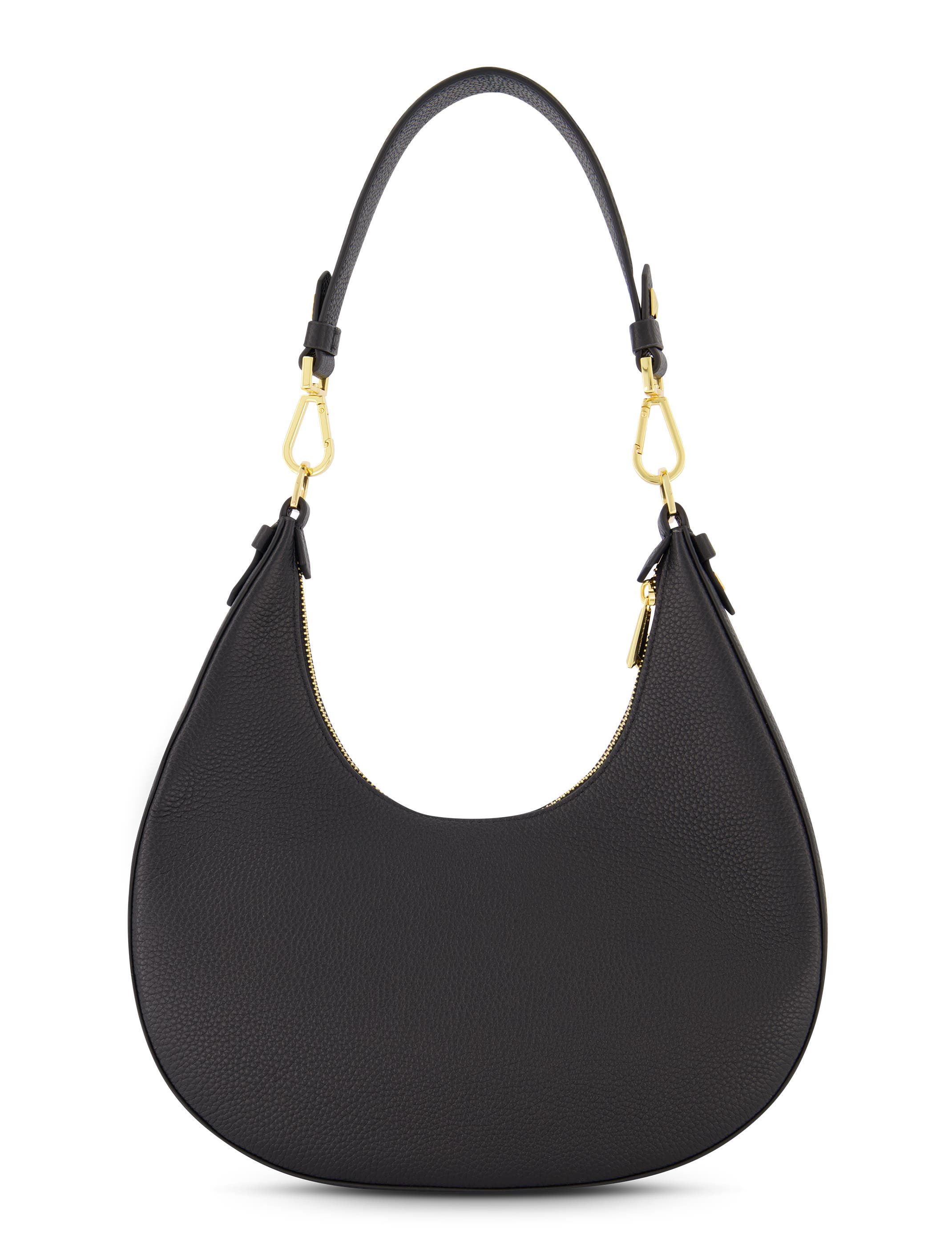 Mac Duggal Gold Plated Hardware Grain Leather Hobo Bag, Alternate, color, Black