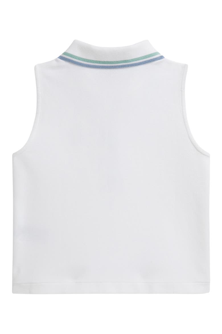 Kids' Sleeveless Stretch Cotton Piqué Half Zip Polo, Alternate, color, WHITE