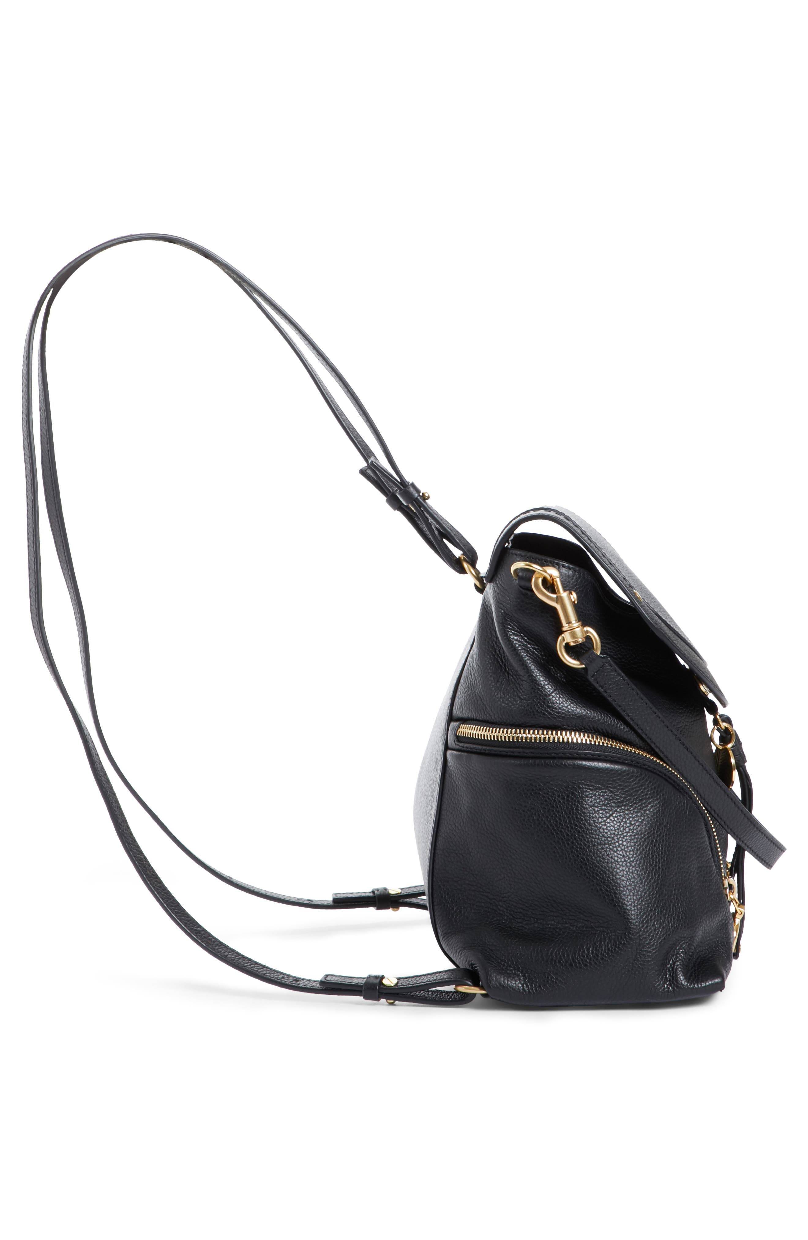 Olga Large Leather Backpack, Alternate, color, BLACK