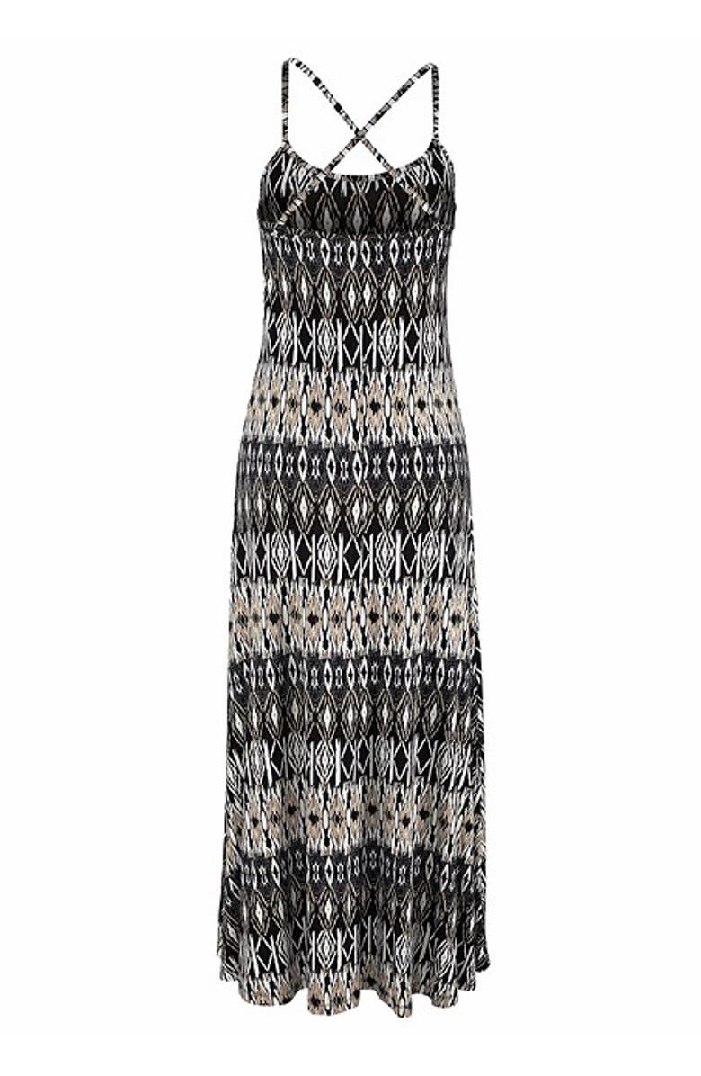 LASCANA Women's Crossed Strap Maxi Dress, Alternate, color, Black & Cream