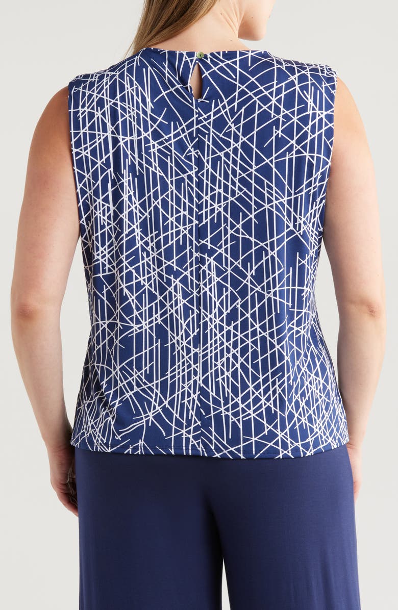 24seven Comfort Apparel Print Pleated Sleeveless Jersey Shell, Alternate, color, 