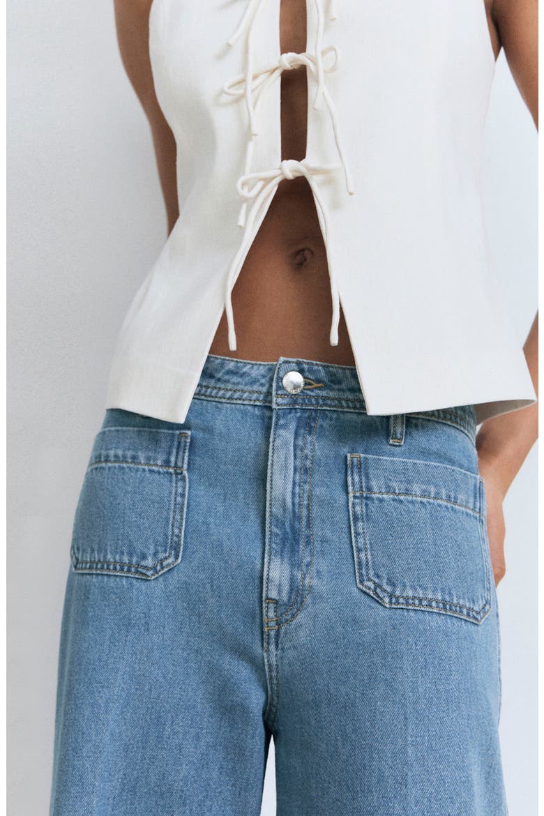 Patch Pocket High Waist Wide Leg Jeans, Alternate, color, MEDIUM BLUE