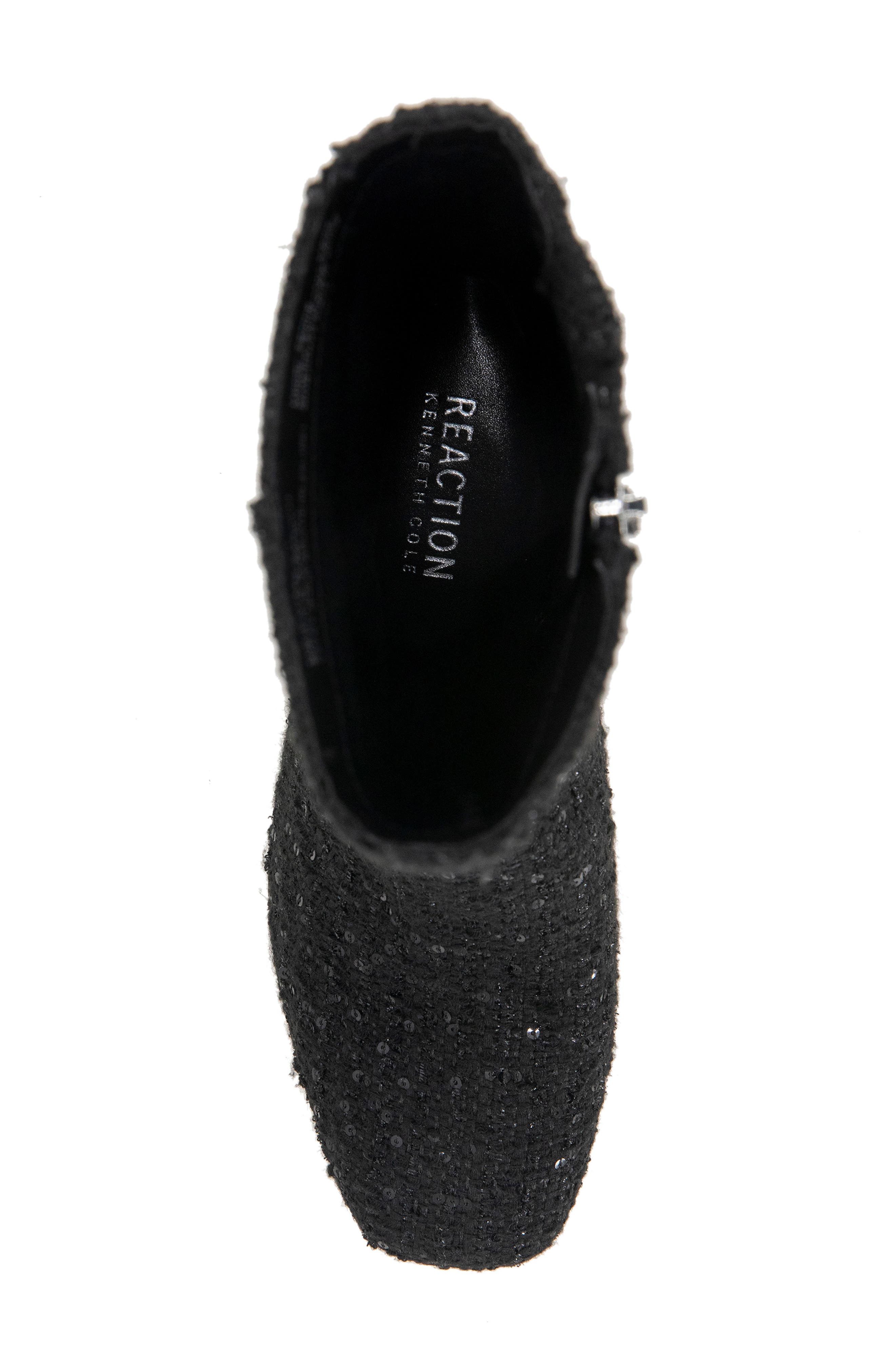 Reaction Kenneth Cole Lacey Block Heel Boot, Alternate, color, Black Fabric