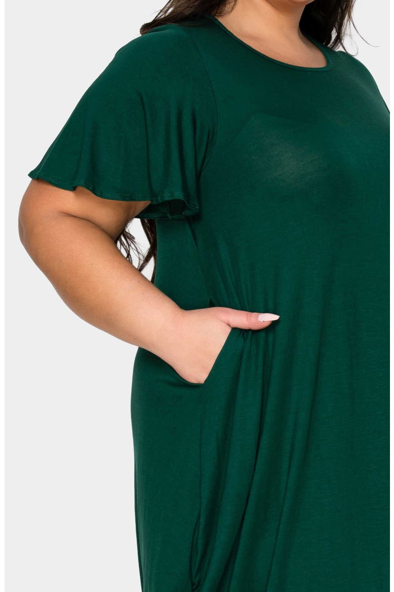 Liz Flutter Sleeve Midi Dress, Alternate, color, GREEN HUNTER