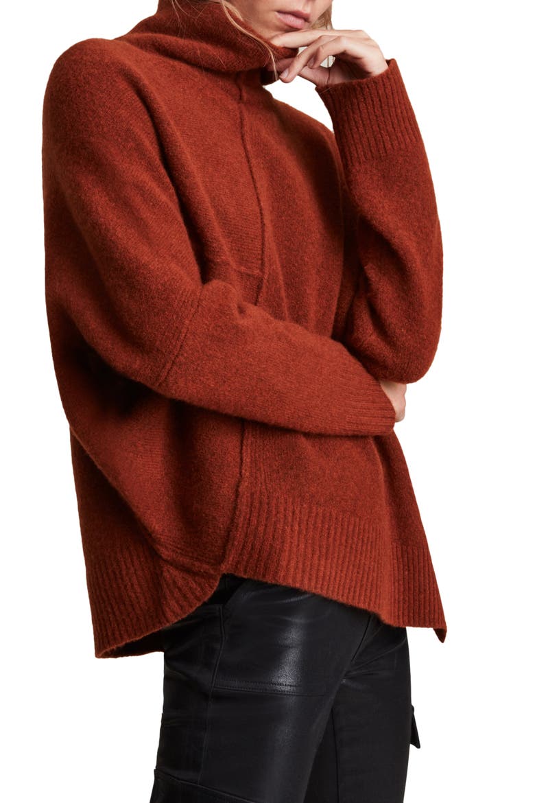 Lock Roll Neck Wool Blend Sweater, Alternate, color, COPPER