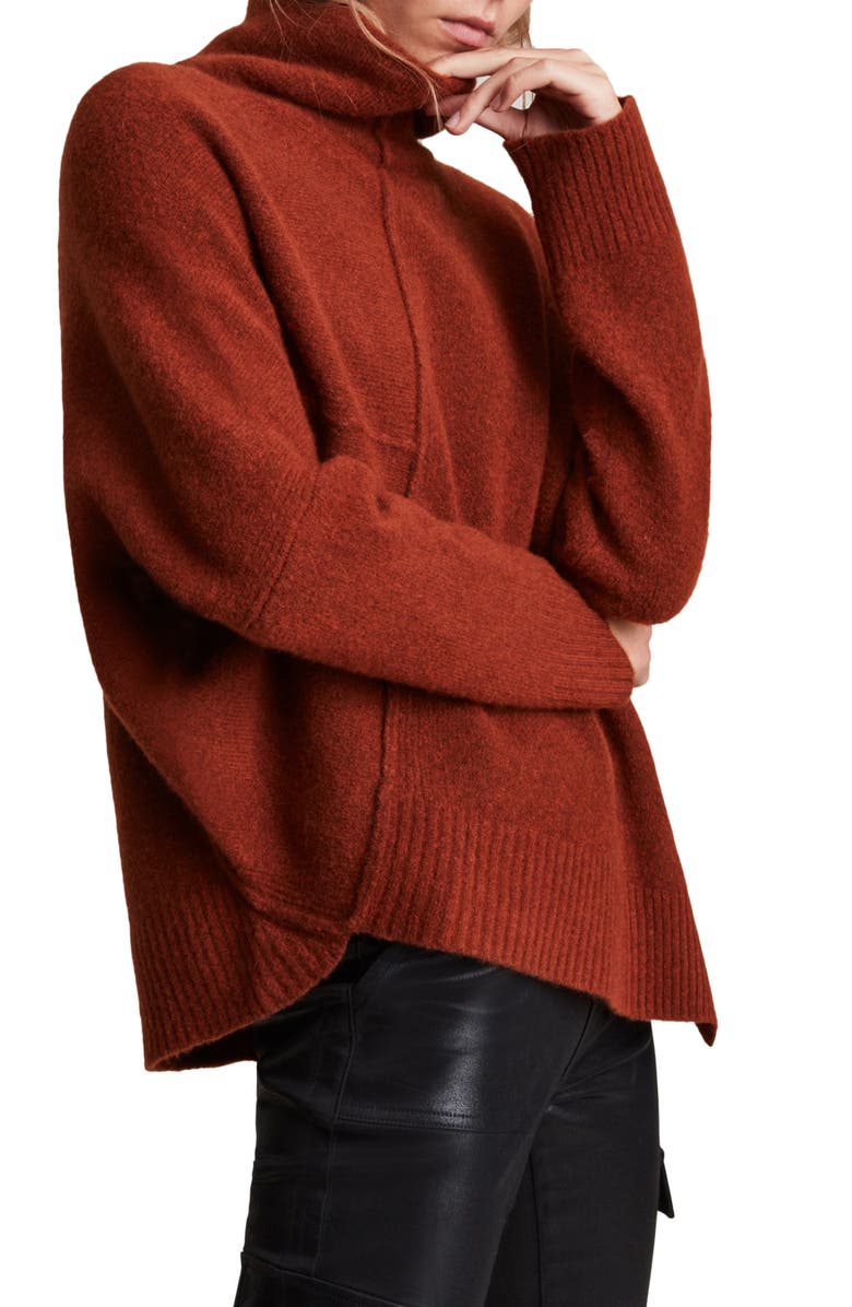 AllSaints Lock Roll Neck Wool Blend Sweater, Alternate, color,