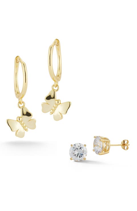 Set of 2 14K Gold Plated Silver Earrings