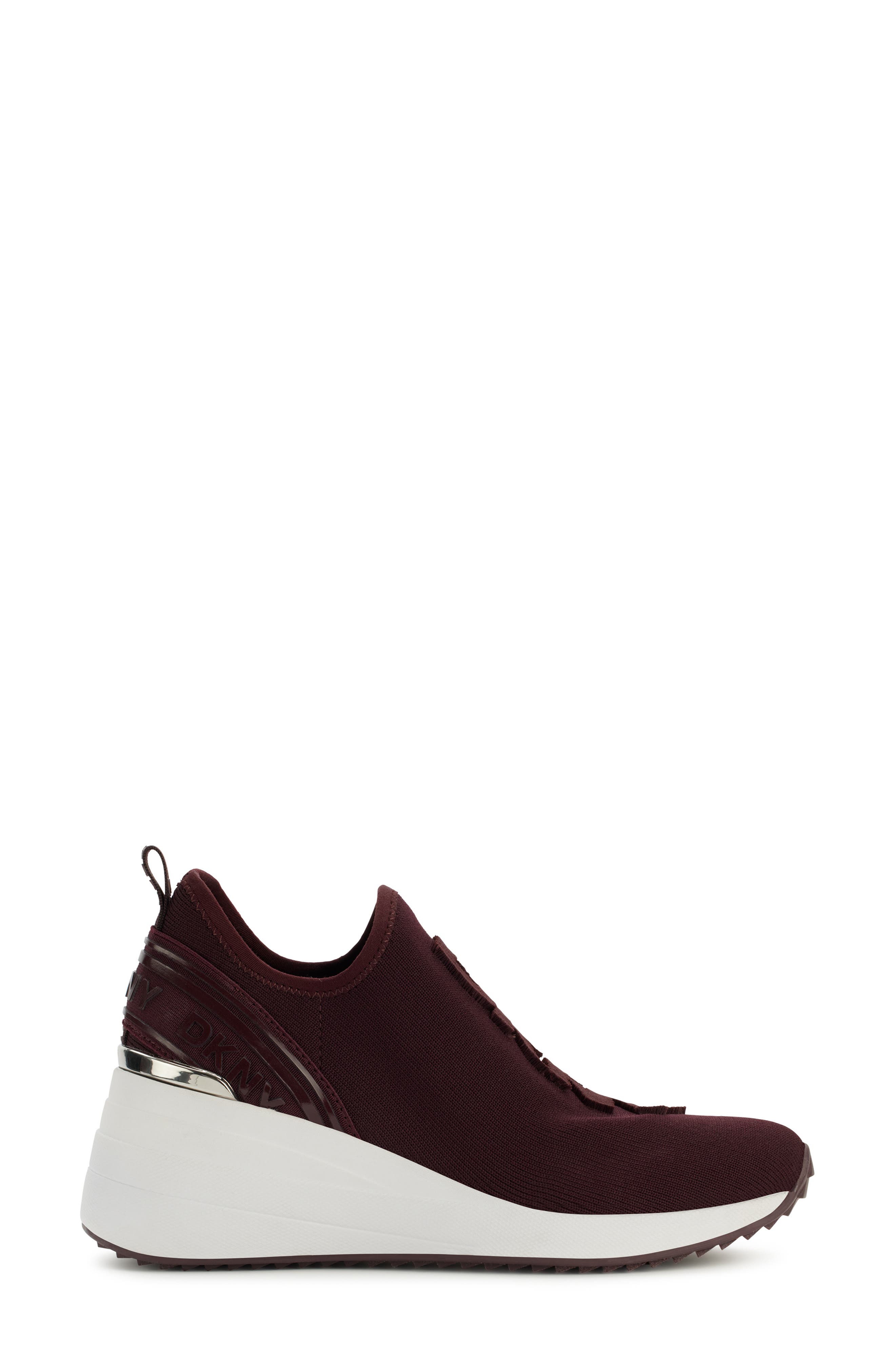 DKNY Keeva Wedge Knit Sneaker, Alternate, color, Wine