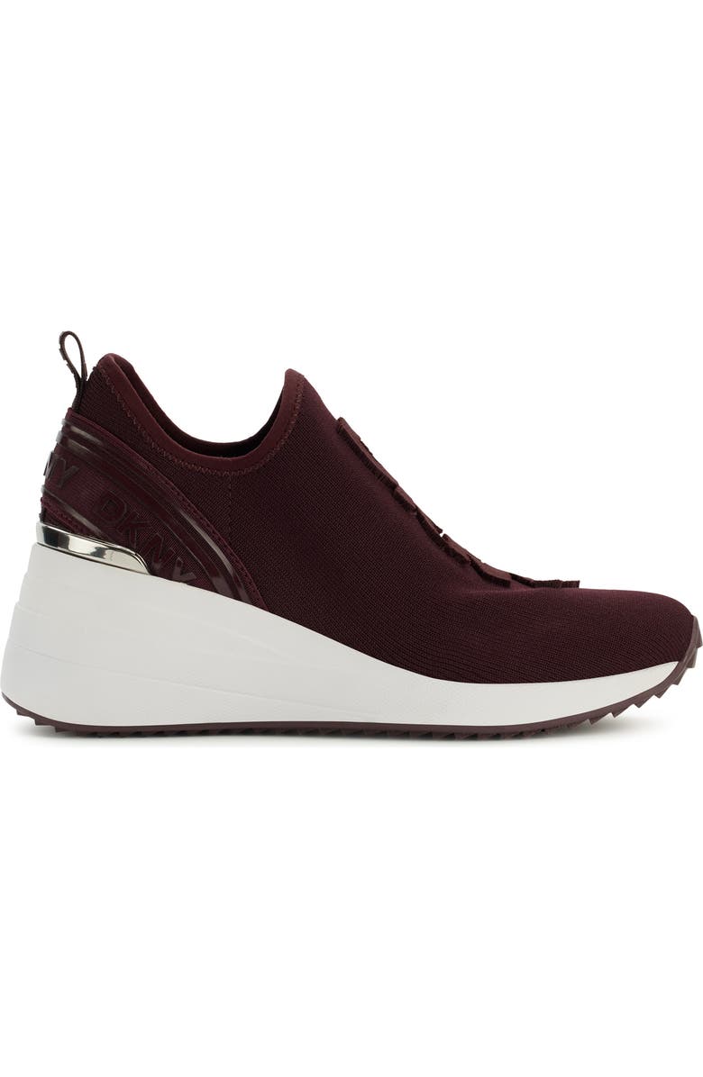 DKNY Keeva Wedge Knit Sneaker, Alternate, color, Wine