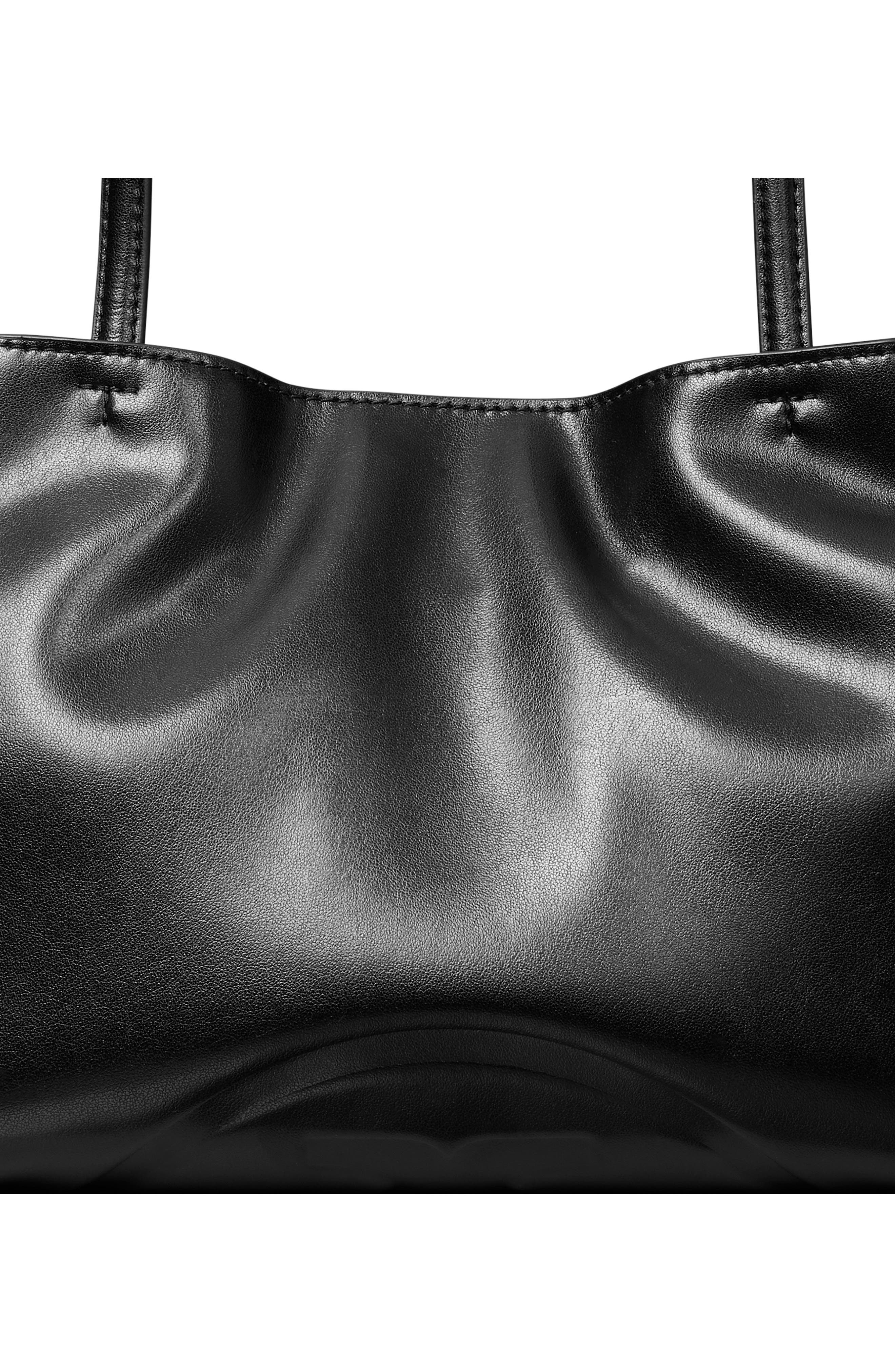 Tory Burch Ella Small Recycled Nylon Drawstring Bag, Alternate, color, Black