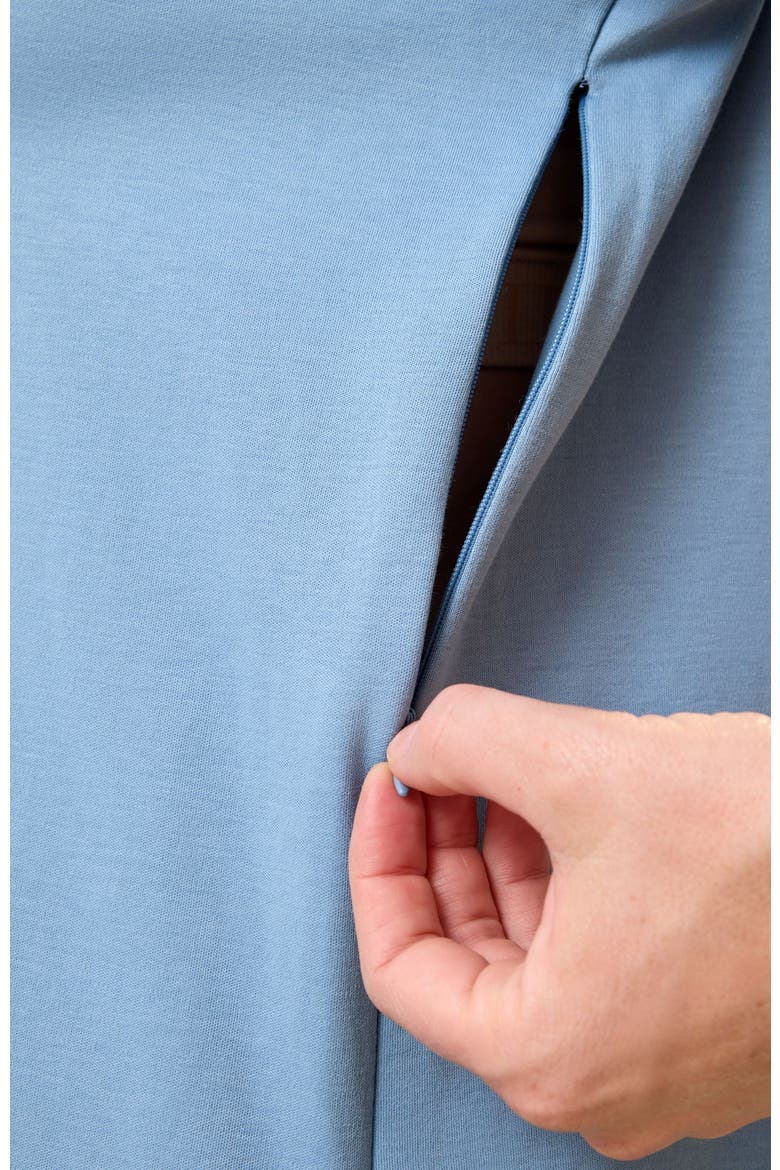 Pima Cotton Crew Neck Side Zip Maternity & Nursing T-shirt, Alternate, color, Vintage Blue