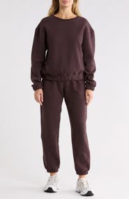 90 DEGREE BY REFLEX Bentley Anya Fleece Crewneck Sweatshirt & Joggers Lounge Set