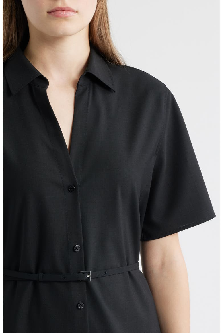 Dulera Belted Virgin Wool Shirtdress, Alternate, color, BLACK