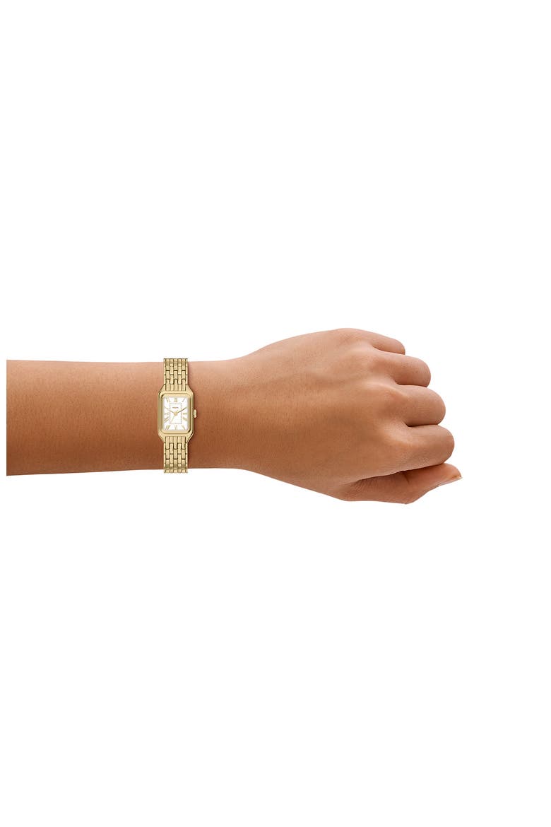 Mini Raquel Tank Bracelet Watch, 18mm x 29mm, Alternate, color, GOLD