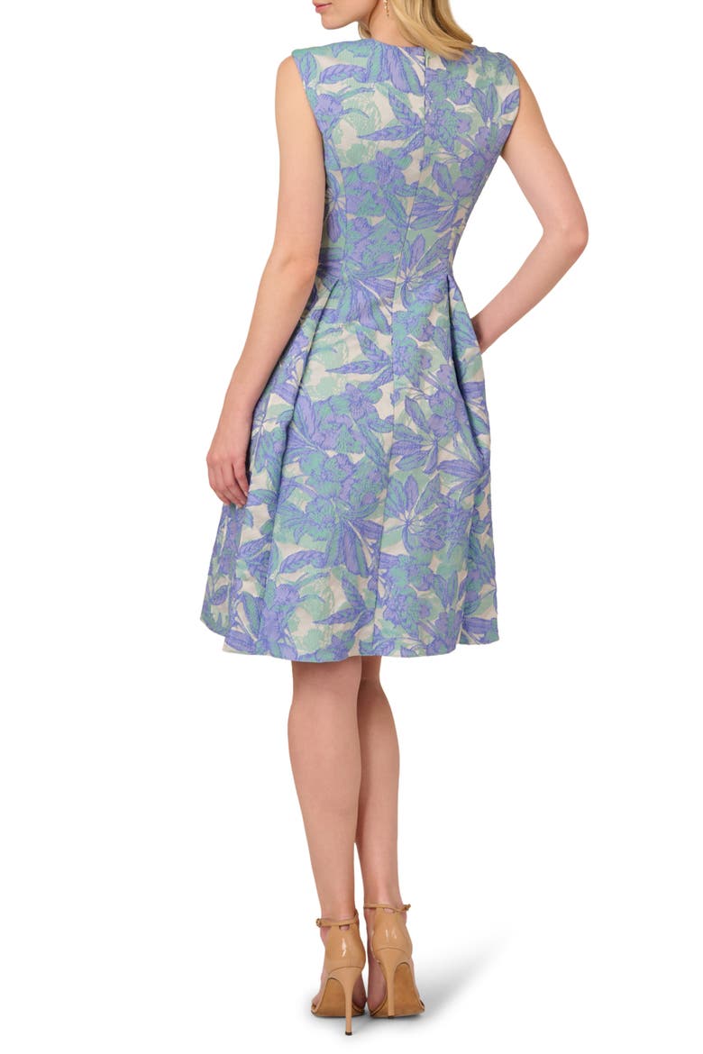 Floral Jacquard Sleeveless Dress, Alternate, color, BLUE/ GREEN MULTI