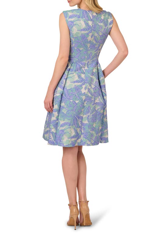 ADRIANNA PAPELL ADRIANNA PAPELL FLORAL JACQUARD SLEEVELESS DRESS 
