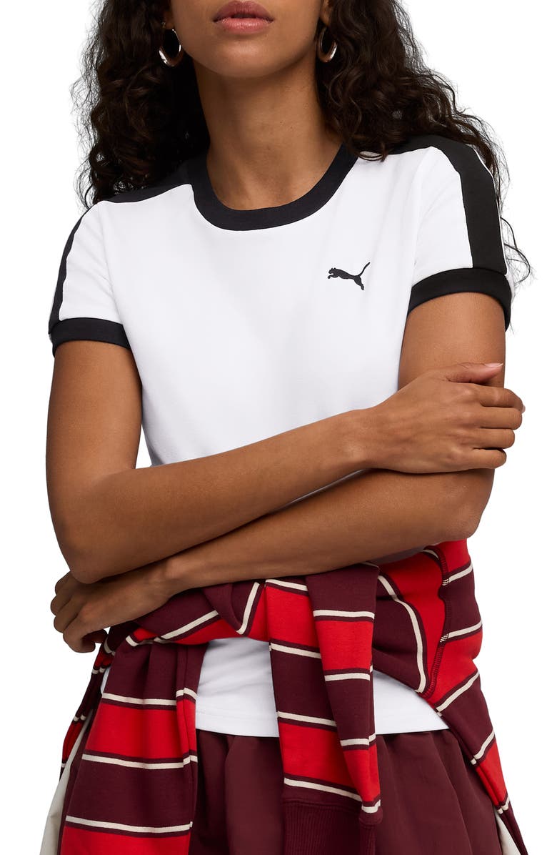 PUMA T7 Slim Fit T-Shirt, Main, color, White