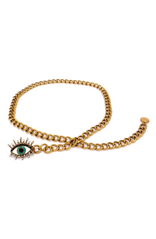 Kurt Geiger London Evil Eye Chain Belt In Gold