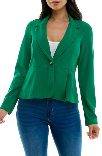 Shop Nina Leonard Notch Lapel Peplum Blazer In Kelly Green