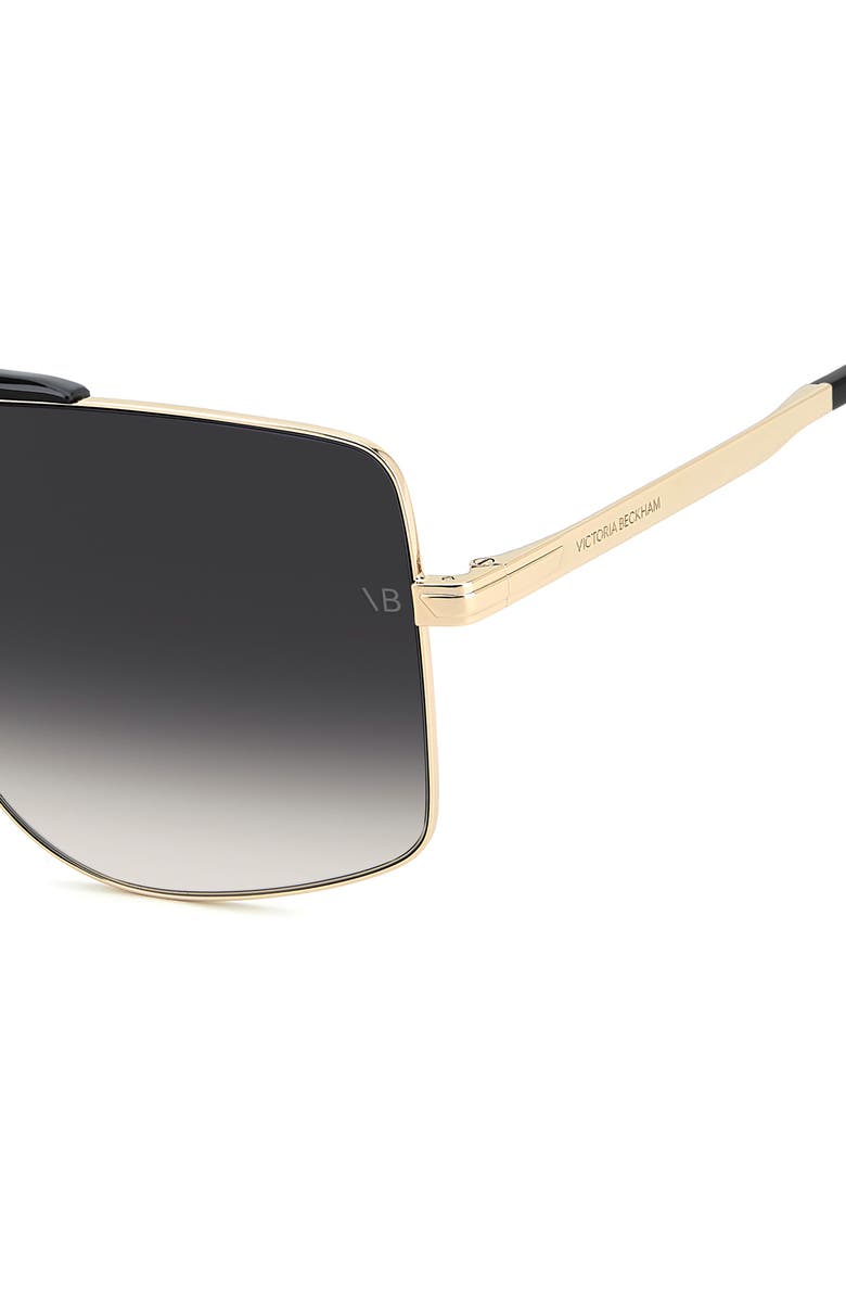Victoria Beckham 62mm Square Aviator Sunglasses, Alternate, color, Black Gold/ Dark Grey Sf