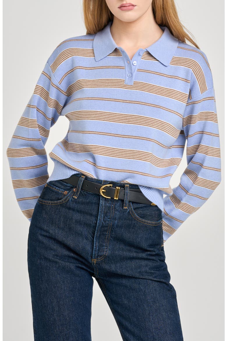Carter Stripe Polo Sweater, Main, color, BLUE STRIPE