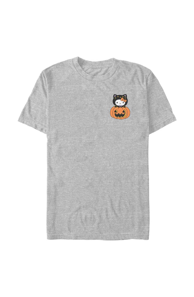 Hello Kitty Men's Hello Kitty Halloween Pumpkin and Kitty Pocket Graphic T-Shirt, Main, color, Sport Grey