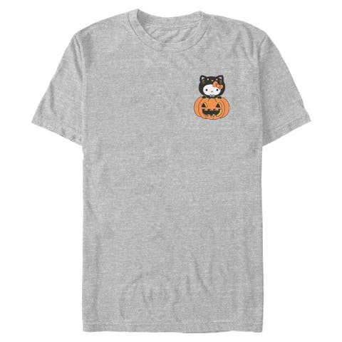 Men's Hello Kitty Halloween Pumpkin and Kitty Pocket  Graphic T-Shirt