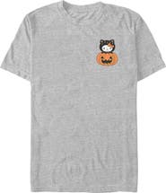 Hello Kitty Men's Hello Kitty Halloween Pumpkin and Kitty Pocket Graphic T-Shirt