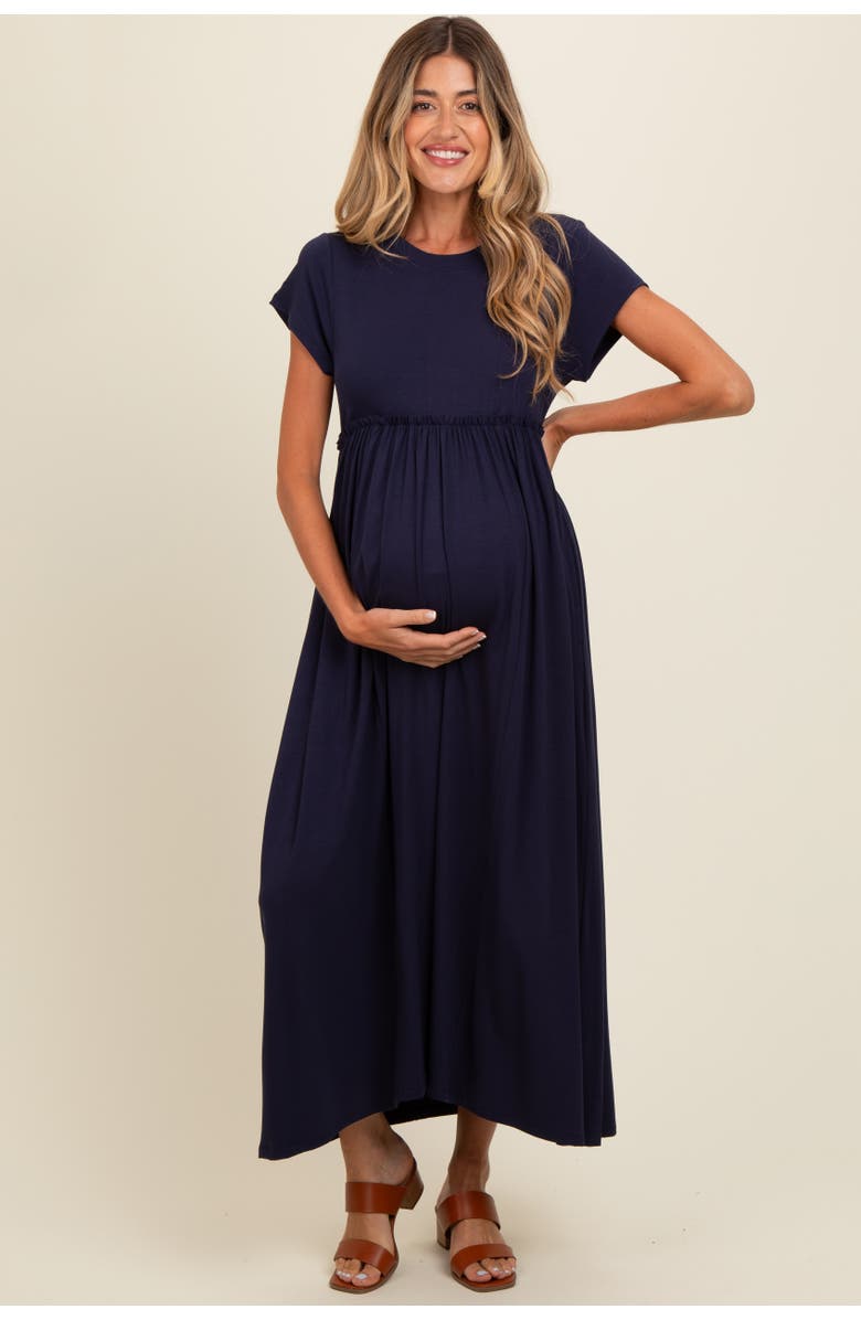PinkBlush Ruffle Trim Maxi Dress, Main, color, Navy Blue