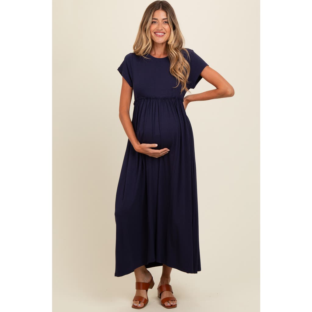 Pinkblush Ruffle Trim Maxi Dress In Blue