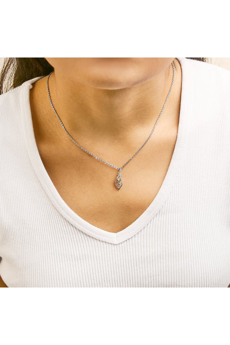 Sterling Silver 1/3 Cttw Diamond Swirl Teardrop Pendant Necklace, Alternate, color, Silver
