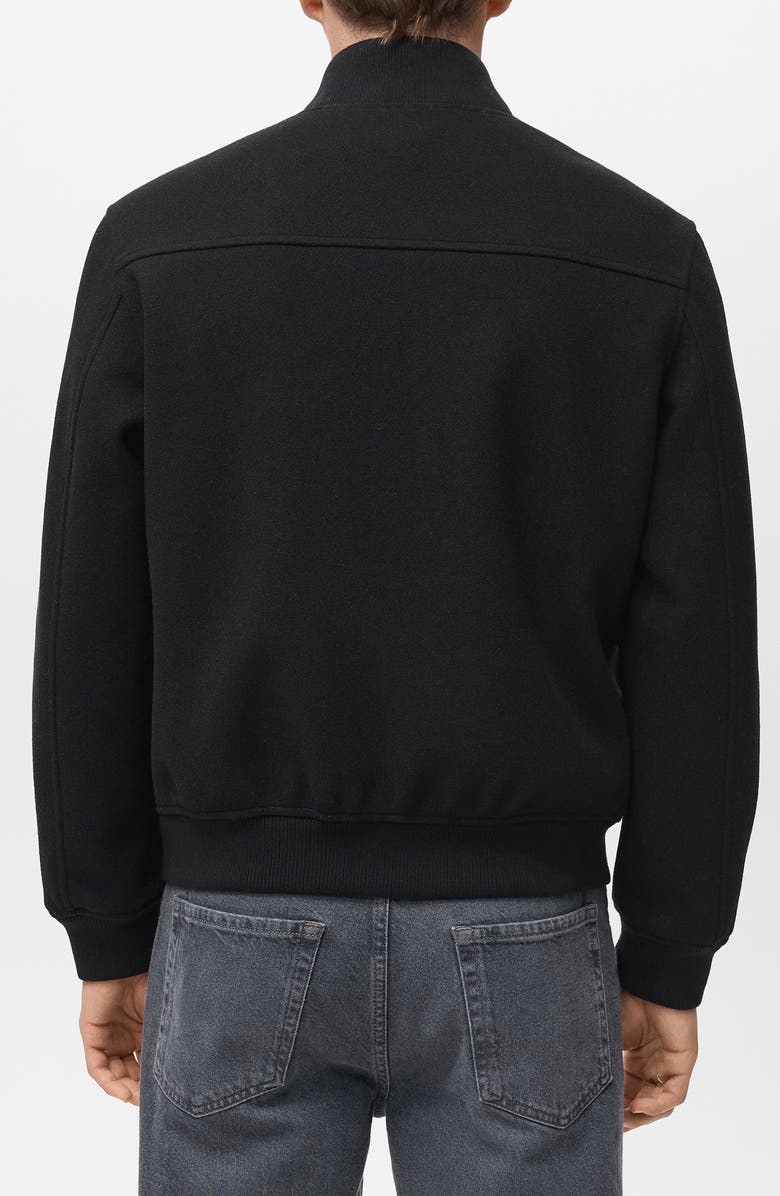 MANGO Zip-Up Bomber Jacket, Alternate, color, Black