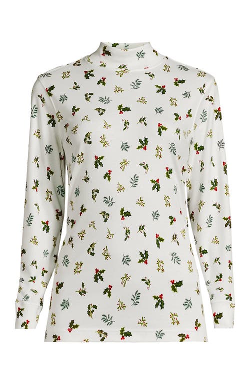 Lands' End Relaxed Cotton Long Sleeve Mock Turtleneck In White