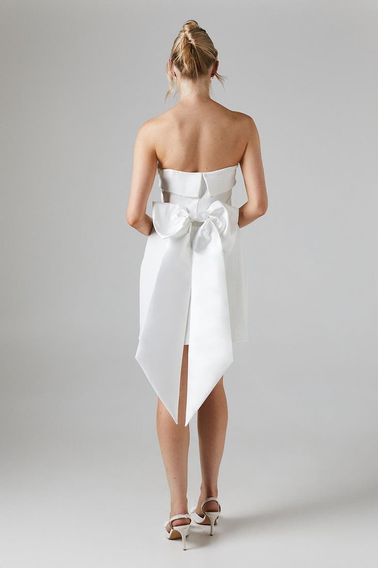 Bow Back Bandeau Bridal Mini Dress, Alternate, color, Ivory