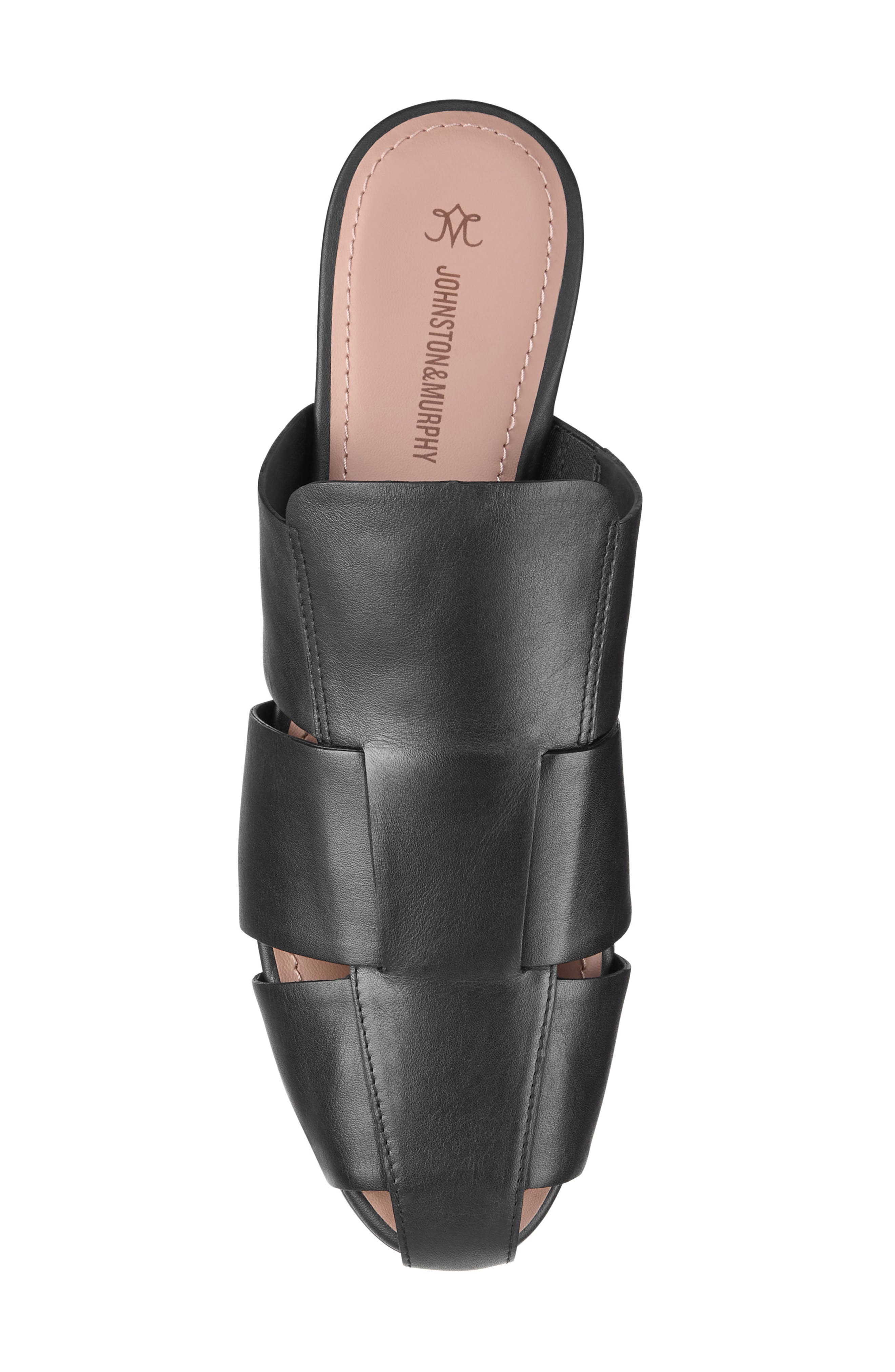 Johnston & Murphy Claire Leather Fisherman Mule Sandal, Alternate, color, Black Nappa Leather