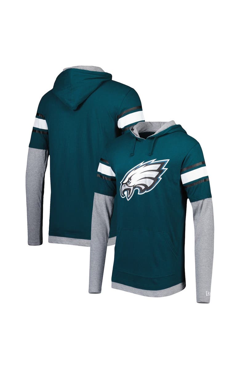 New Era Men's New Era Midnight Green Philadelphia Eagles Long Sleeve Hoodie T-Shirt, Main, color, 