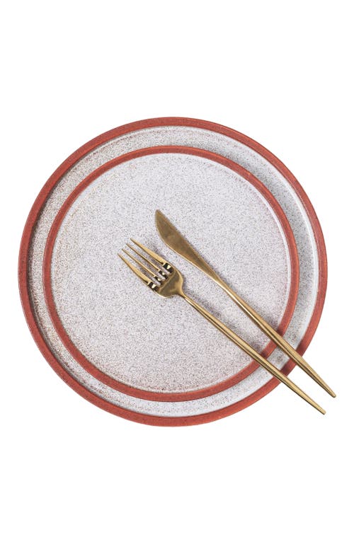 Stone Lain Vince Stoneware 4-piece Dinner Plate Set In Red