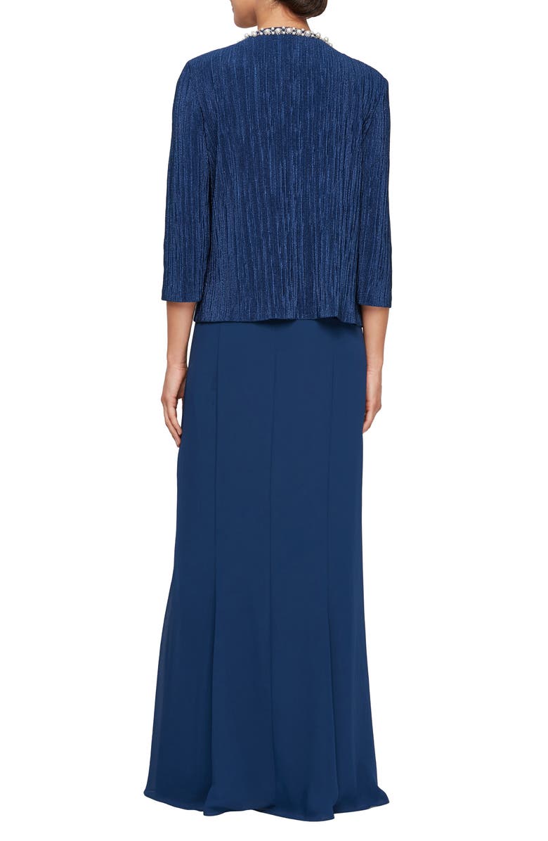 Alex Evenings Metallic Mock Two-Piece Gown with Jacket, Alternate, color,