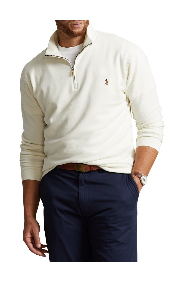 Polo Ralph Lauren Big & Tall Estate Rib Half-Zip Pullover, Main, color, Chic Cream